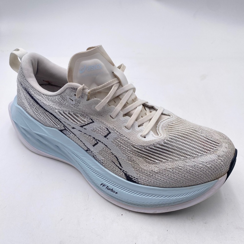 ASICS Superblast 2 Running Shoes Mens 9.5 Cream Blue FF Turbo+ 1013A142 Sneaker